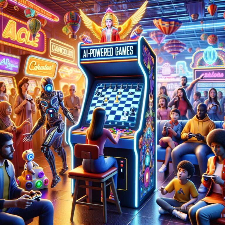 Generate an eye-catching fun arcade, high-quality featured image prompt for a blog post about: AI-Po