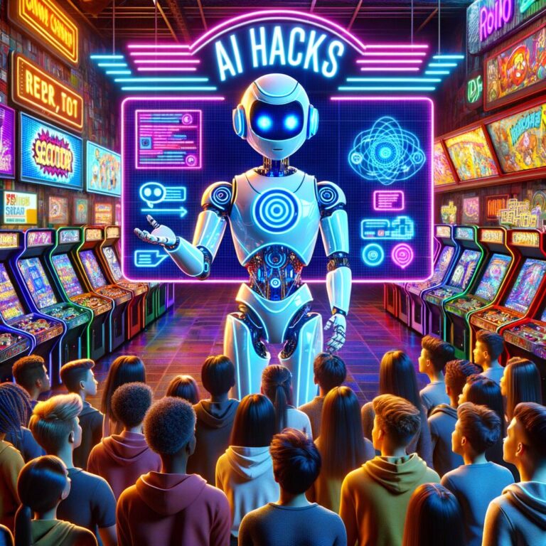 Generate an eye-catching fun arcade, high-quality featured image prompt for a blog post about: AI Ch