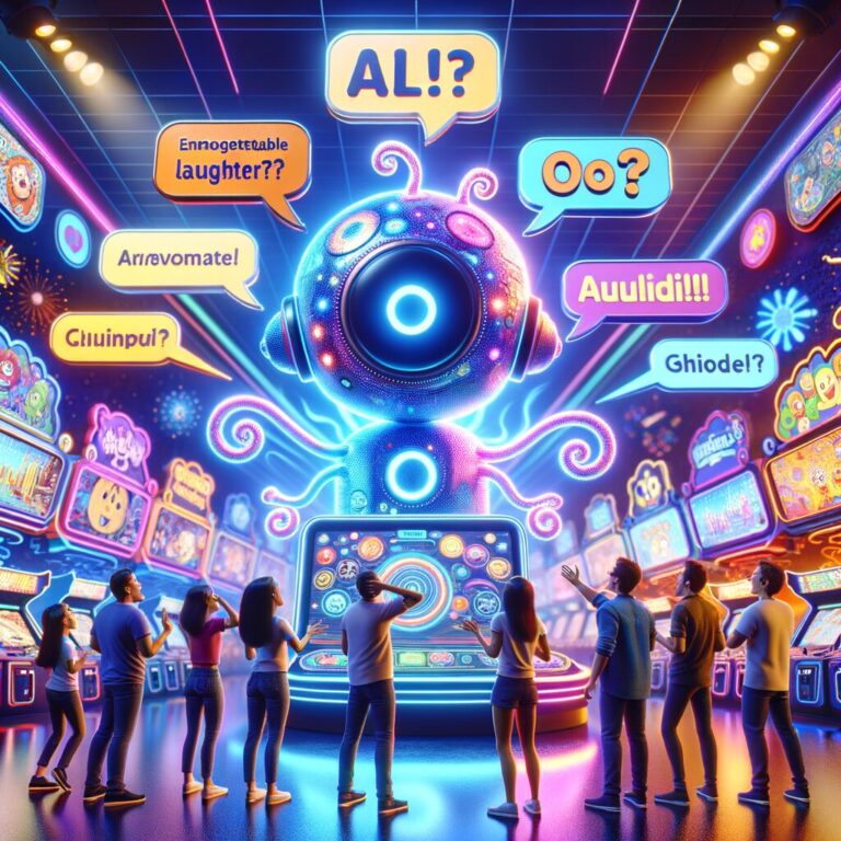 Generate an eye-catching fun arcade, high-quality featured image prompt for a blog post about: AI's