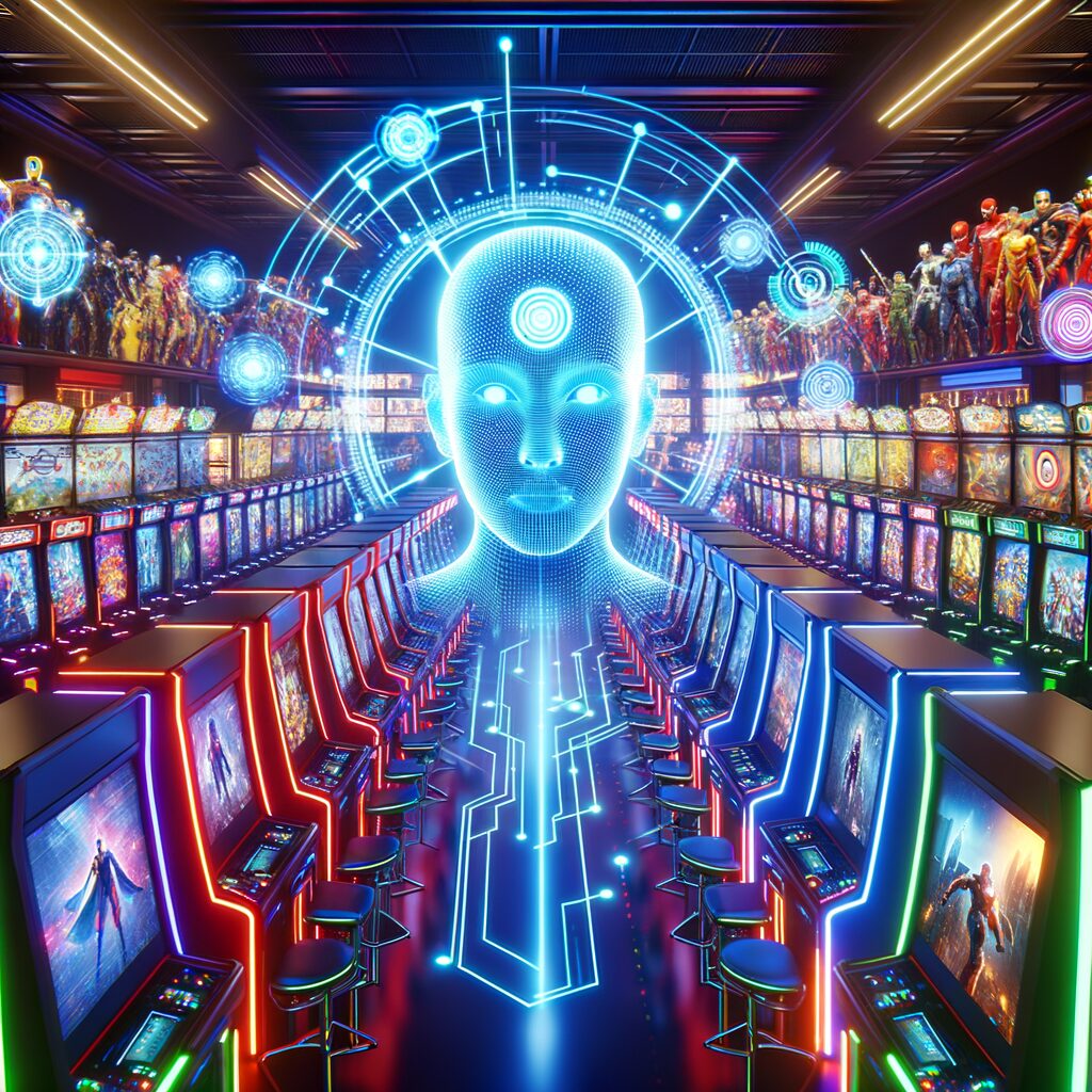 Generate an eye-catching fun arcade, high-quality featured image prompt for a blog post about: AI Pe