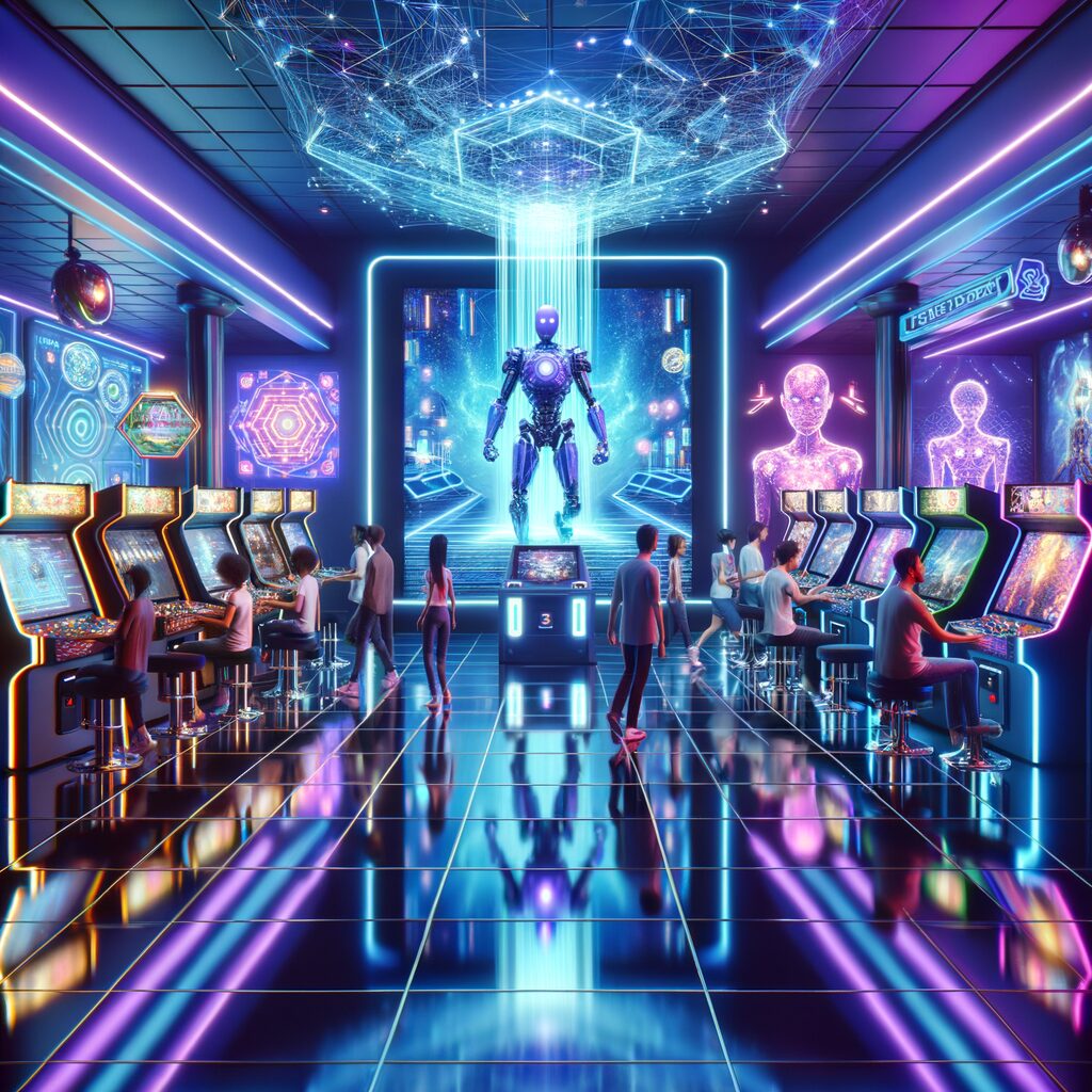 Generate an eye-catching fun arcade, high-quality featured image prompt for a blog post about: AI-Po