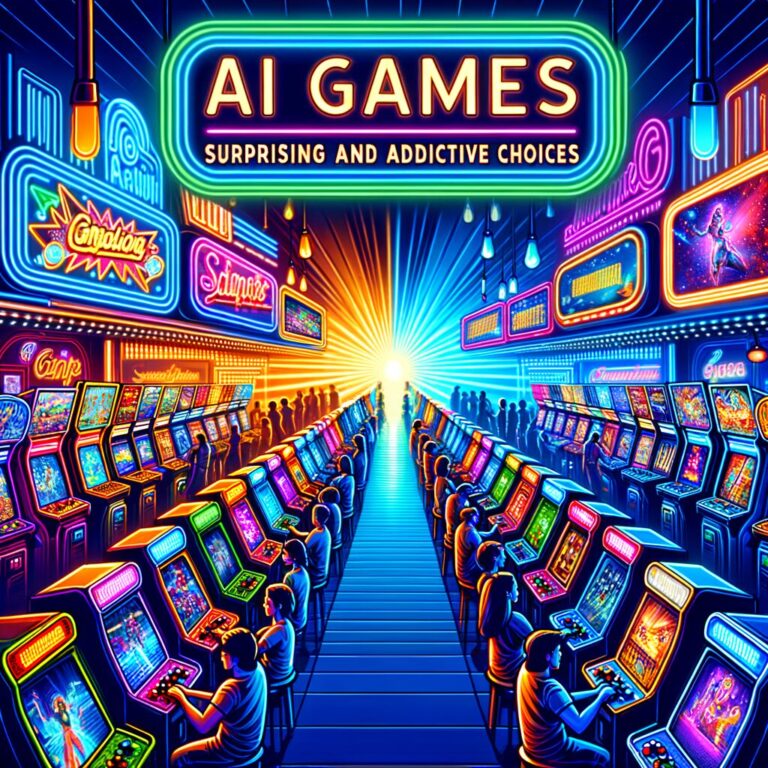 Generate an eye-catching fun arcade, high-quality featured image prompt for a blog post about: AI Ga
