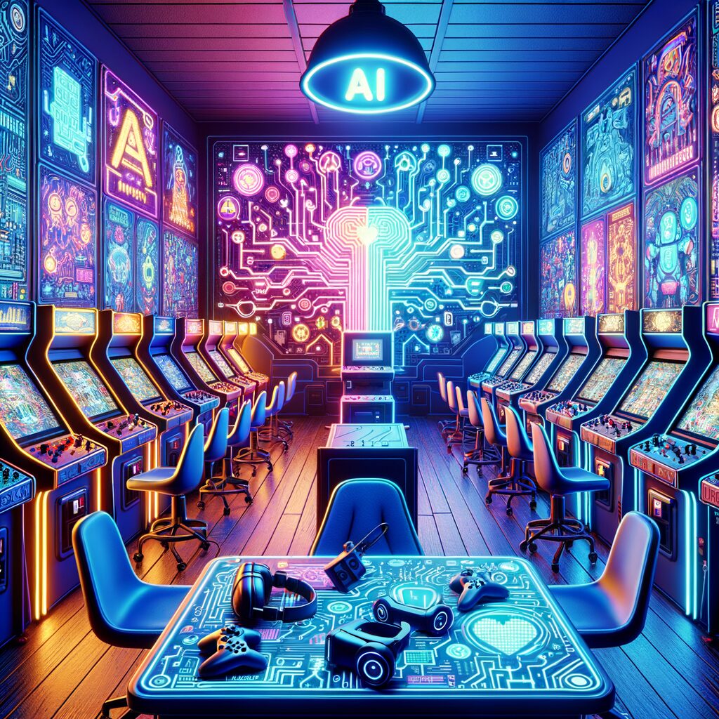 Generate an eye-catching fun arcade, high-quality featured image prompt for a blog post about: AI Ni