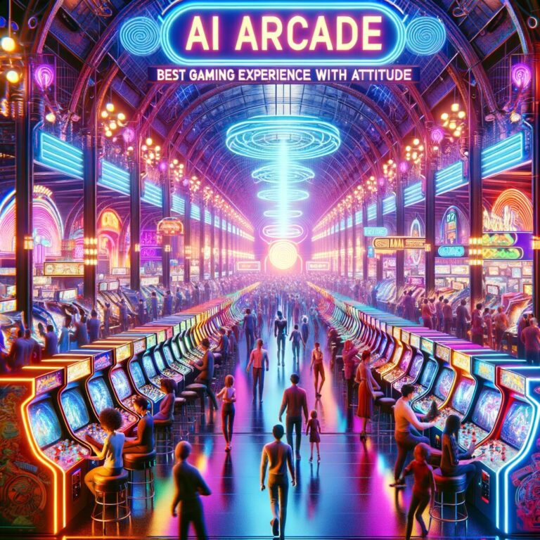 Generate an eye-catching fun arcade, high-quality featured image prompt for a blog post about: AI Ar
