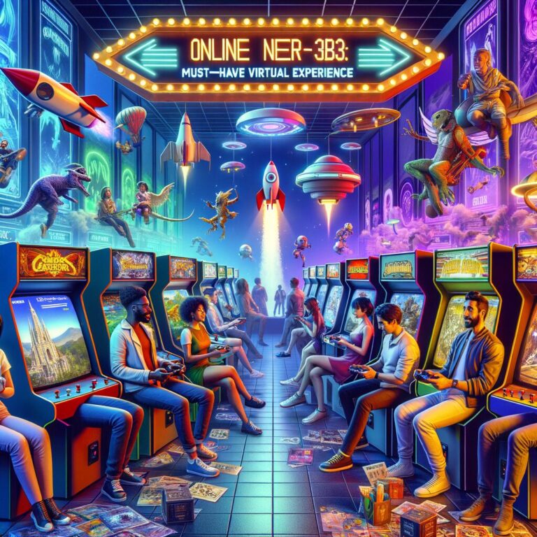 Generate an eye-catching fun arcade, high-quality featured image prompt for a blog post about: Onlin