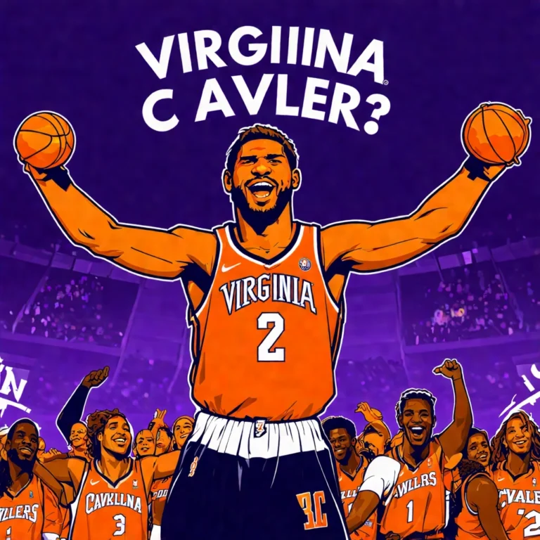 Generate an eye-catching, purple cool cartoon images: Virginia Fans Celebrate Stunning Double OT Cav