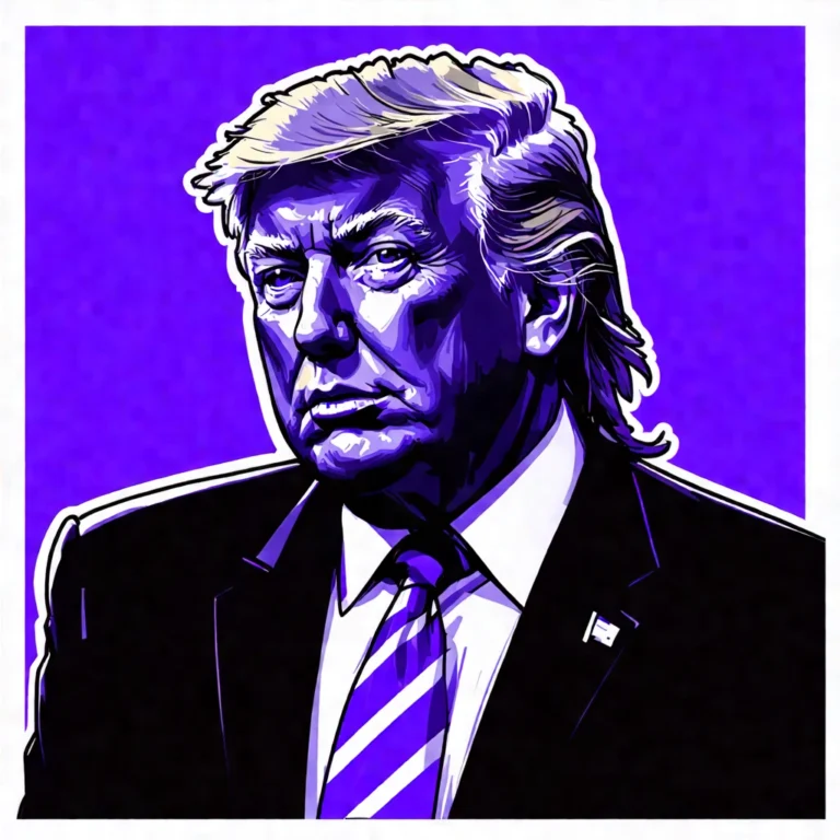 Generate an eye-catching, purple cool cartoon images: Charles Tillman Cites Shocking Trump Crackdown