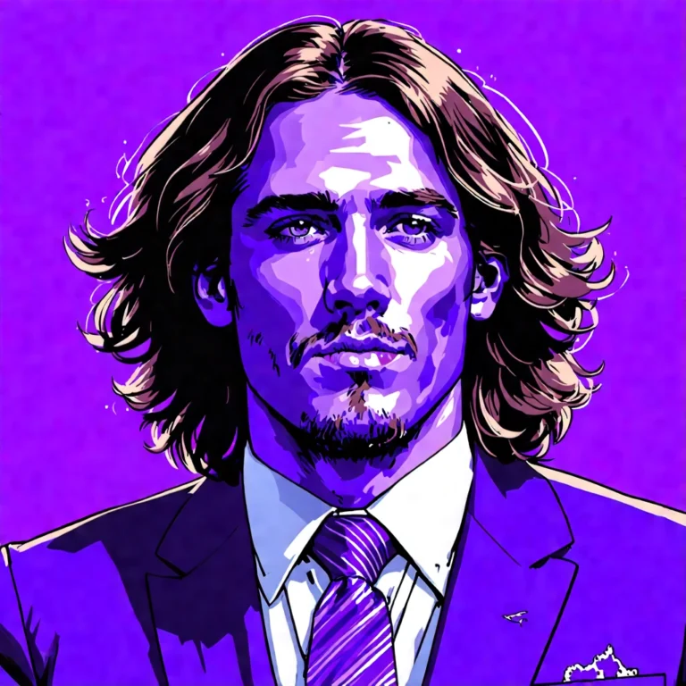 Generate an eye-catching, purple cool cartoon images: Tommy Fleetwood Shines: Europe’s Stunning Mo