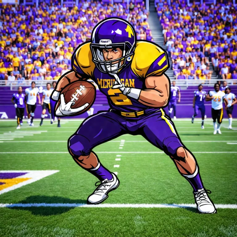 Generate an eye-catching, purple cool cartoon images: Michigan High School Football’s Shocking Mus