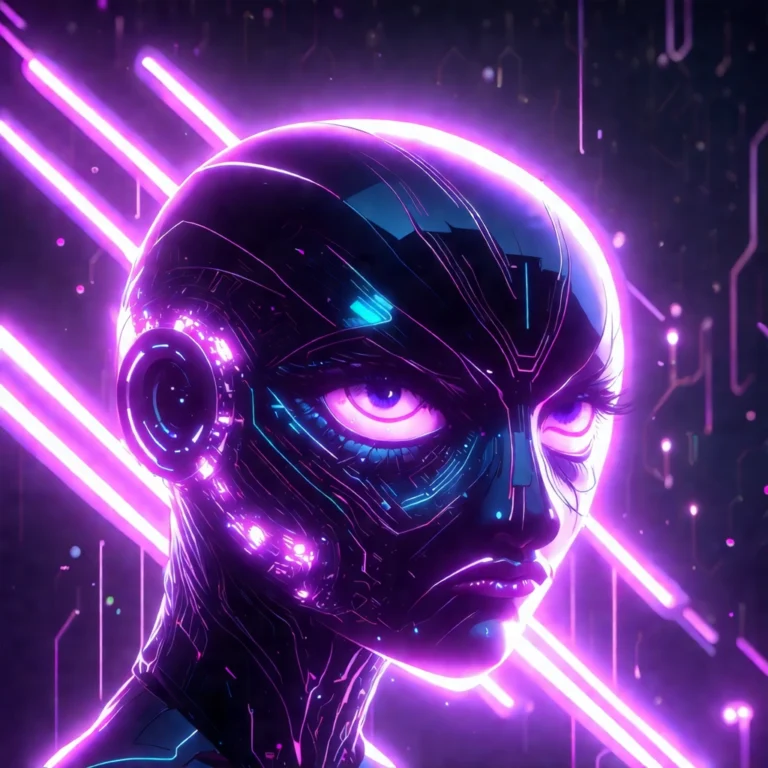 Generate an eye-catching, purple cool cartoon images: Tron: Ares Shocking Lies About The Best Future