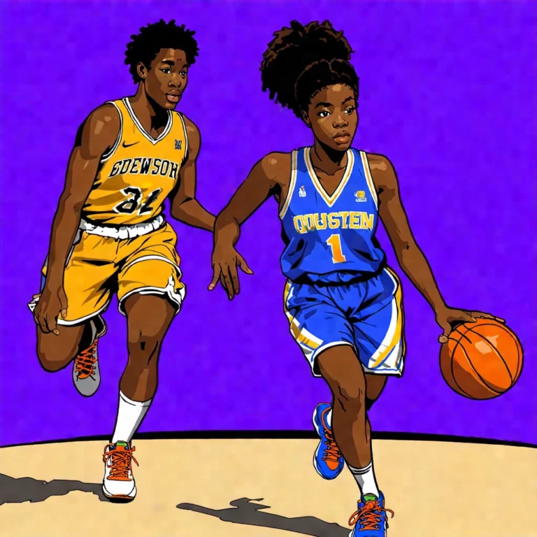 Generate an eye-catching, purple cool cartoon images: Men Betting on WNBA Players’ Menstrual Cycle