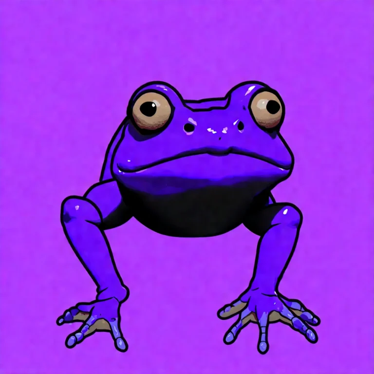 Generate an eye-catching, purple cool cartoon images: Frogs as Protest Symbols: The Stunning Truth Y