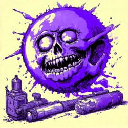 Generate an eye-catching, purple cool cartoon images: Classic Nuclear Thriller: Must-Have Alternativ