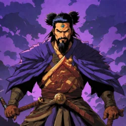 Generate an eye-catching, purple cool cartoon images: Shogun Season 2: Stunning Twist Defies All Exp