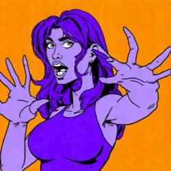 Generate an eye-catching, purple cool cartoon images: MacKenzie Scott’s Shocking $45M Donation to