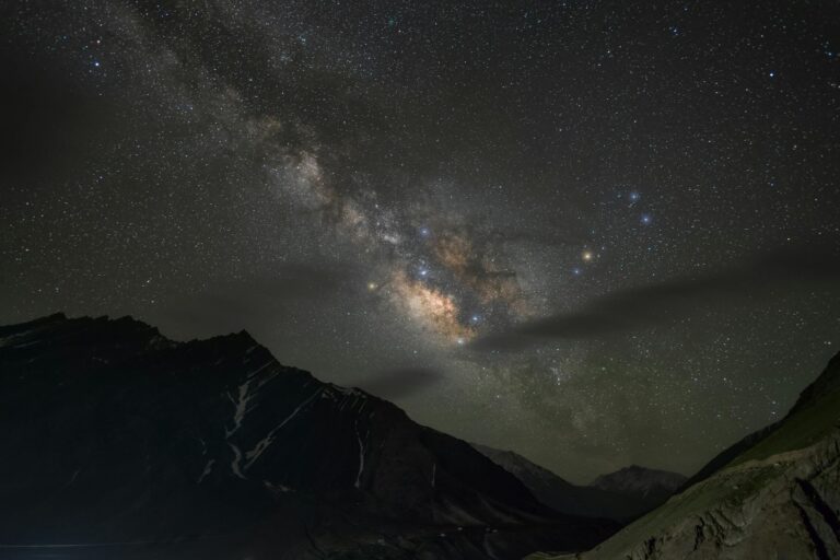 Captivating view of the Milky Way over the mountains in Kaza, India. A perfect night sky scene.
