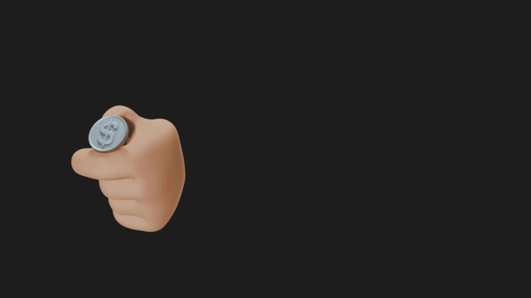 A 3D rendered hand flipping a coin, symbolizing chance and decision-making.